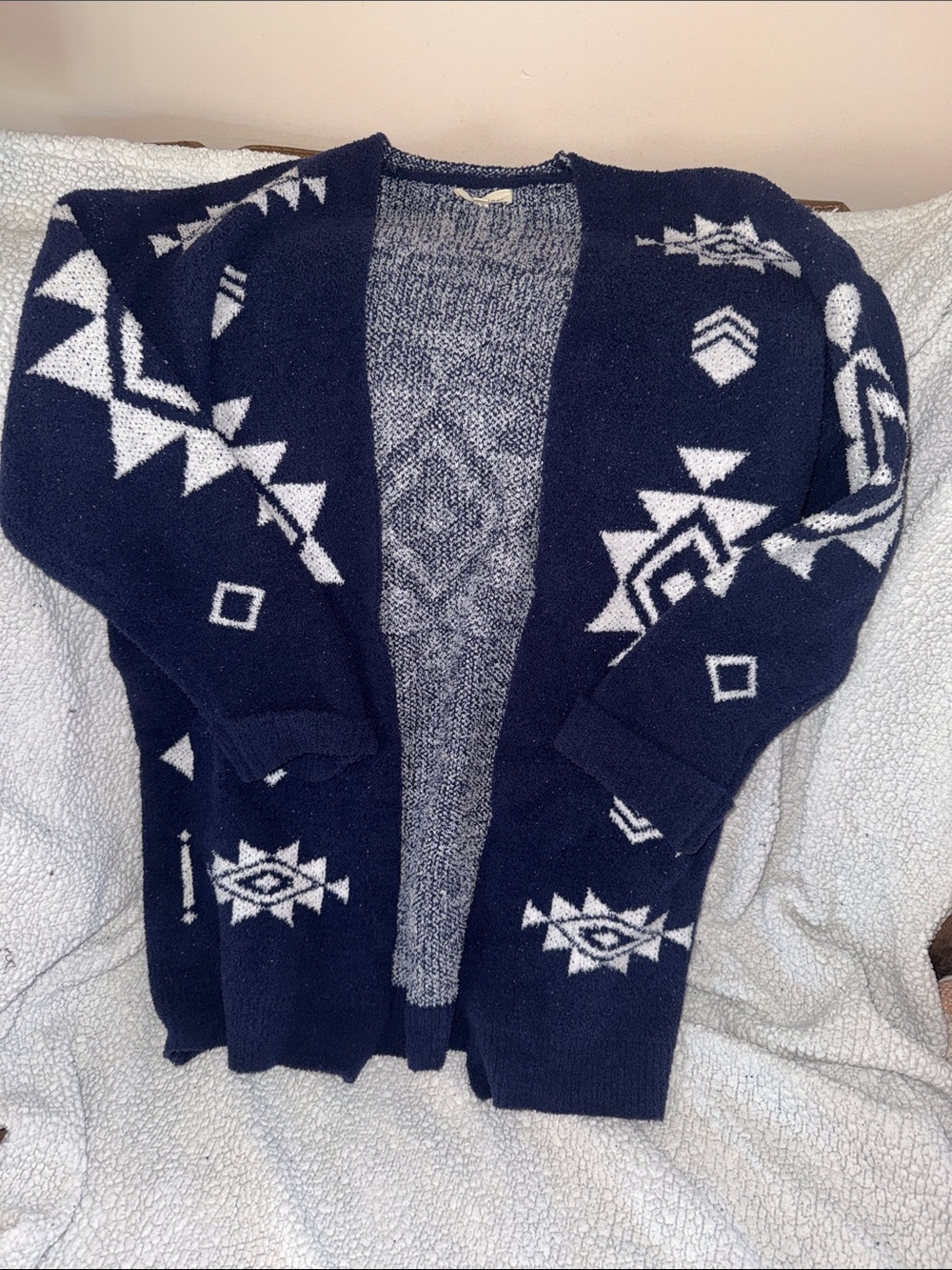Vanilla Bay Navy & White Aztec Open Cardigan
